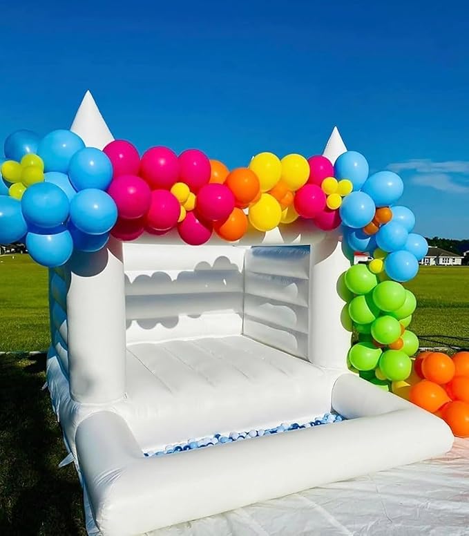 WARSUN 10x8x8FT White Bounce House with Ball Pit & Air Blower