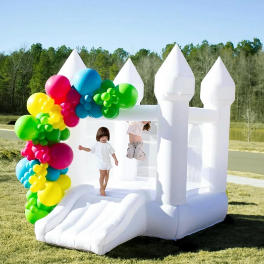 Oxford White Bounce House with Slide and Air Blower for Kids&Toddler