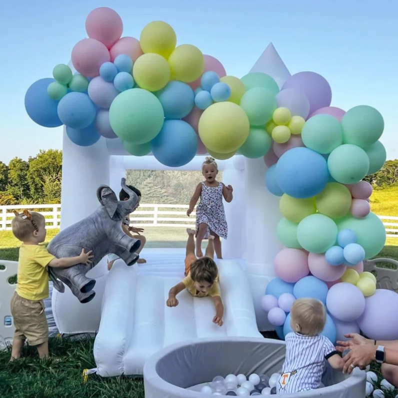 Oxford White Bounce House with Slide and Air Blower for Kids&Toddler