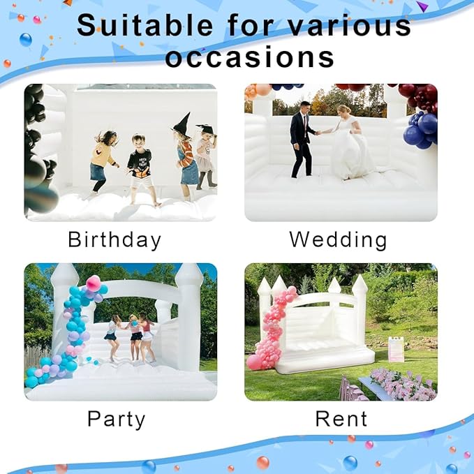 Inflatable Large White Bounce House for Kids